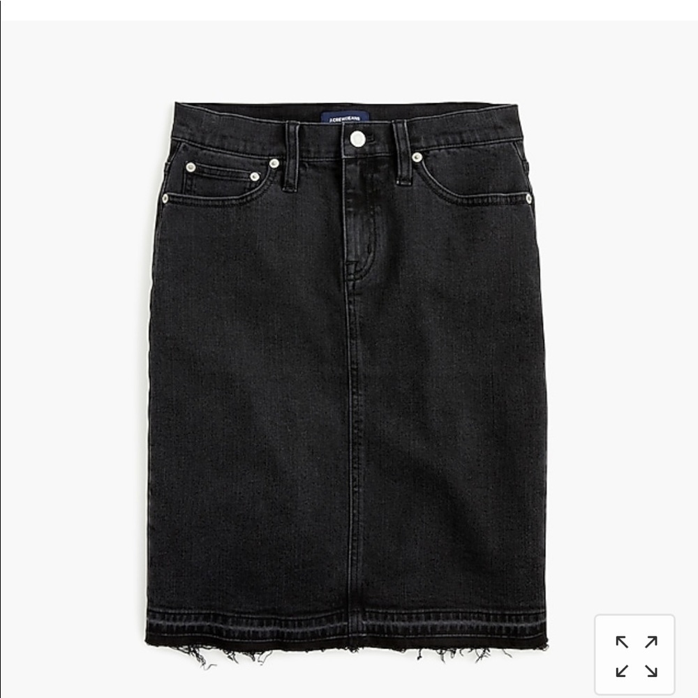 J.Crew black denim pencil skirt, with let out hem.